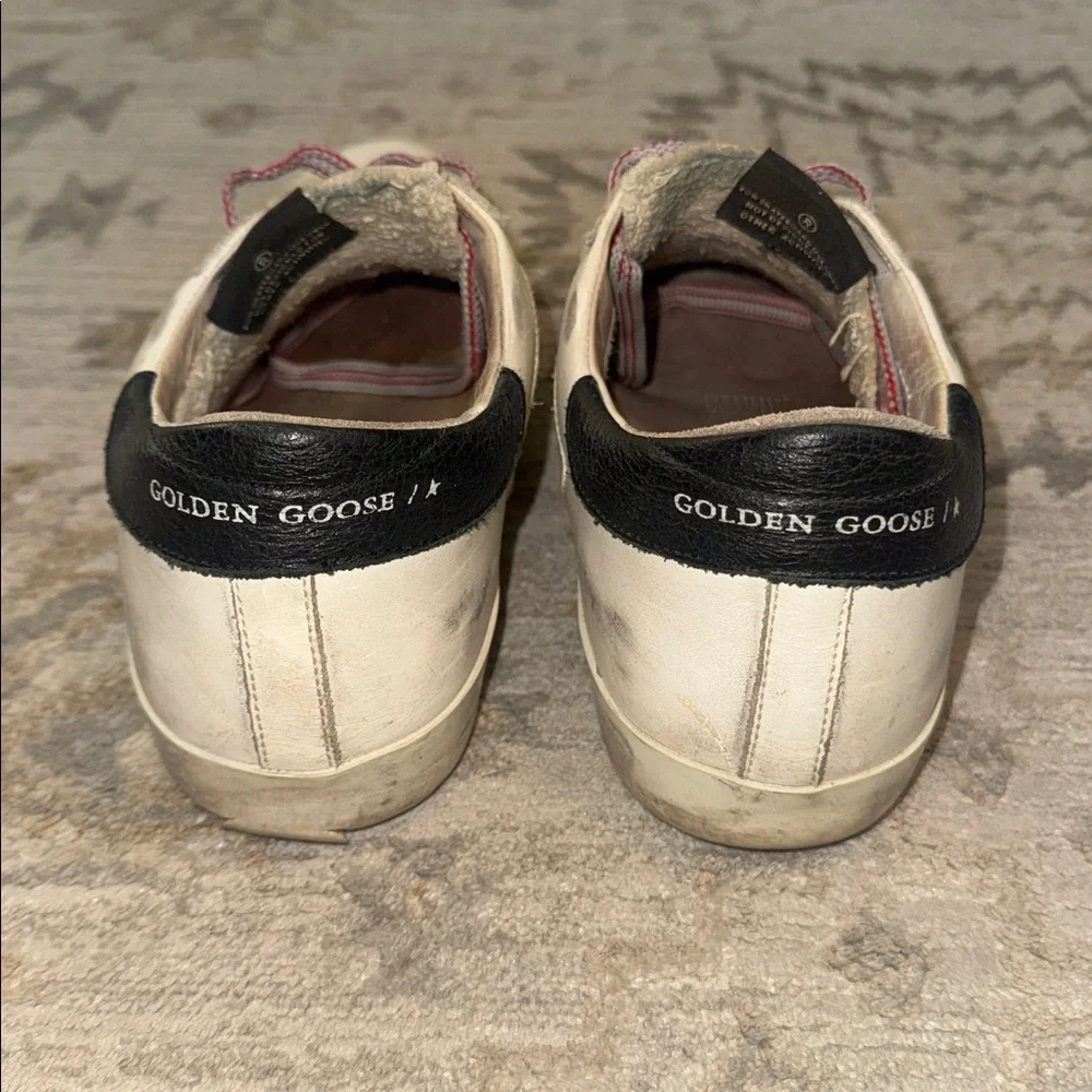 Golden Goose White Leather/Canvas Sneakers with Silver Glitter Star - Picture 11 of 14